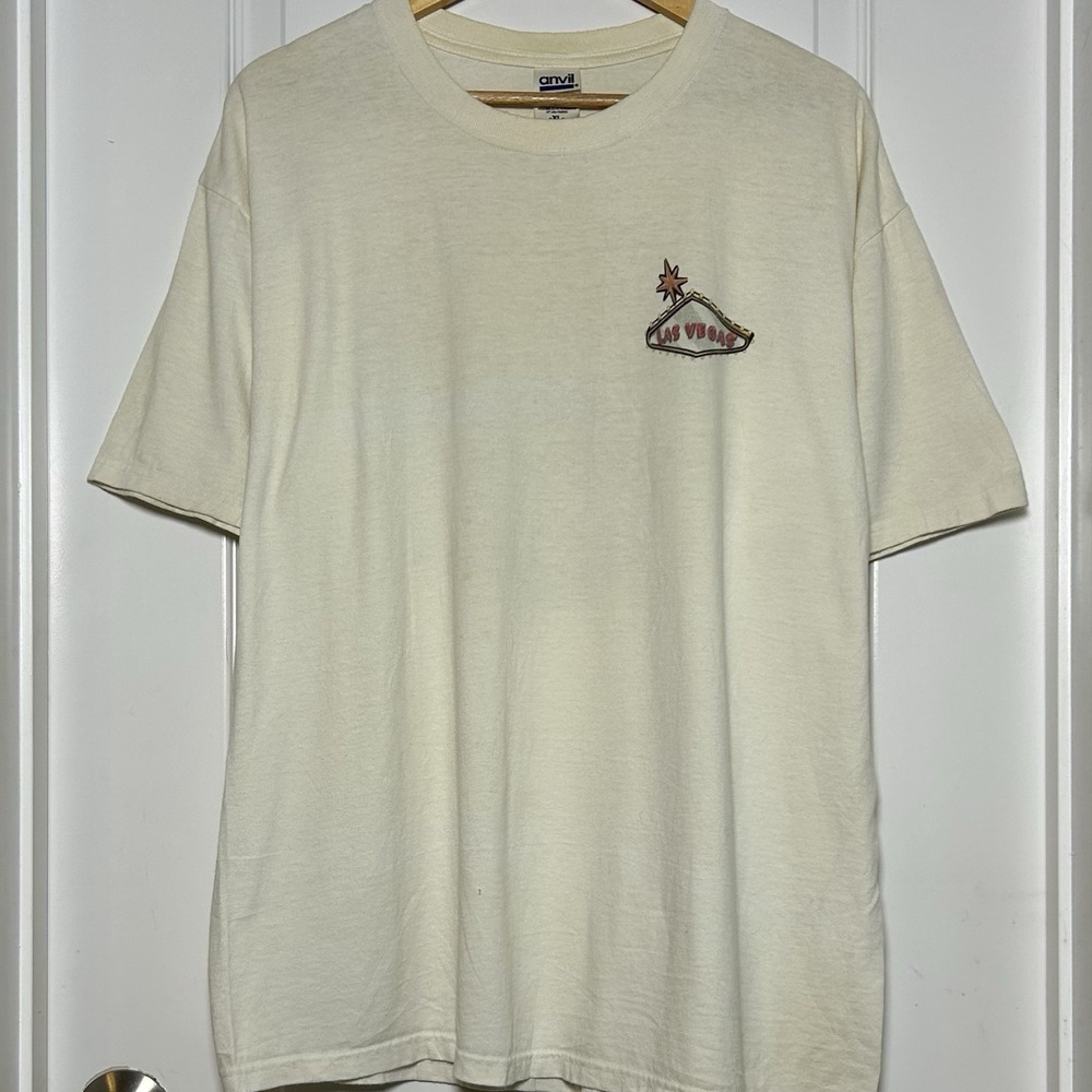 Anvil Vintage Y2K 2000s 100% Cotton Las Vegas Double Sided Graphic Print T-Shirt